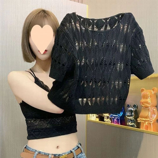 Liora Hollow Breeze Knit Top