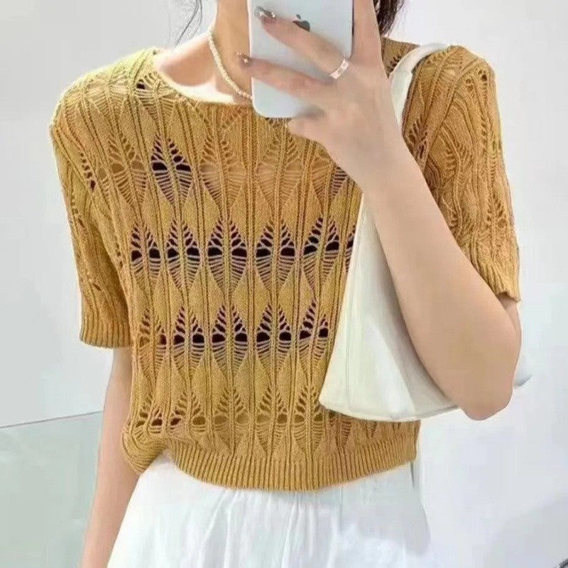 Liora Hollow Breeze Knit Top