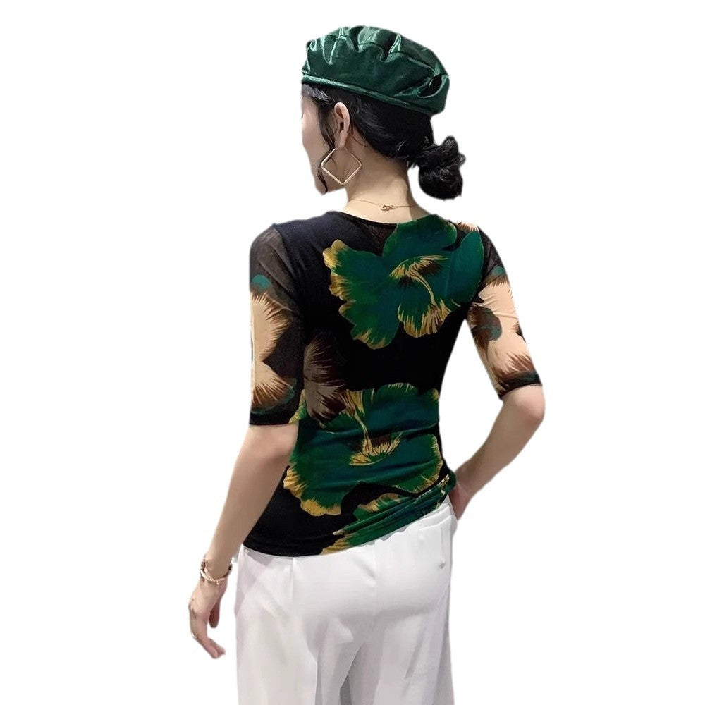 Serenya Printed V-Neck Tee