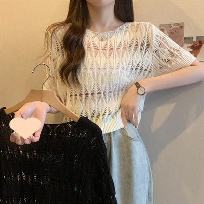 Liora Hollow Breeze Knit Top